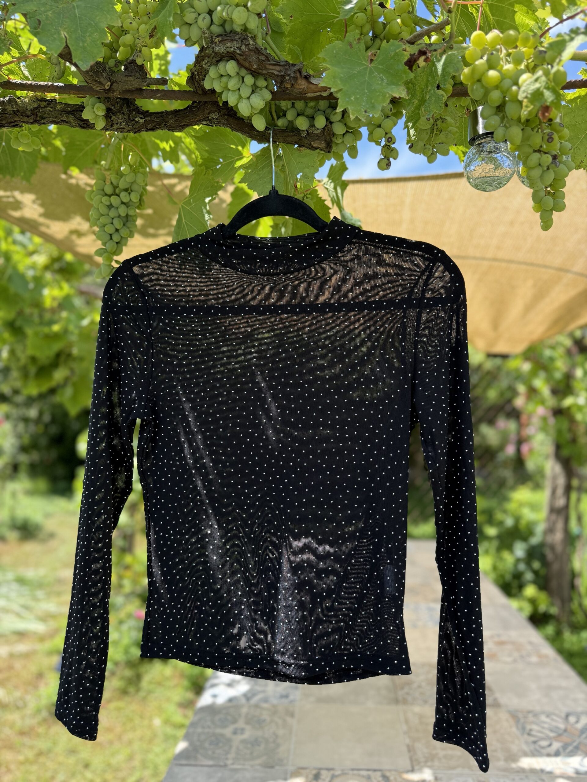 Black Sparkel Western Showbluse Mesh – Silver Shine & Strass – Turnier Cowgirl Outfit – Bling Bling Bluse Schwarz/Silber