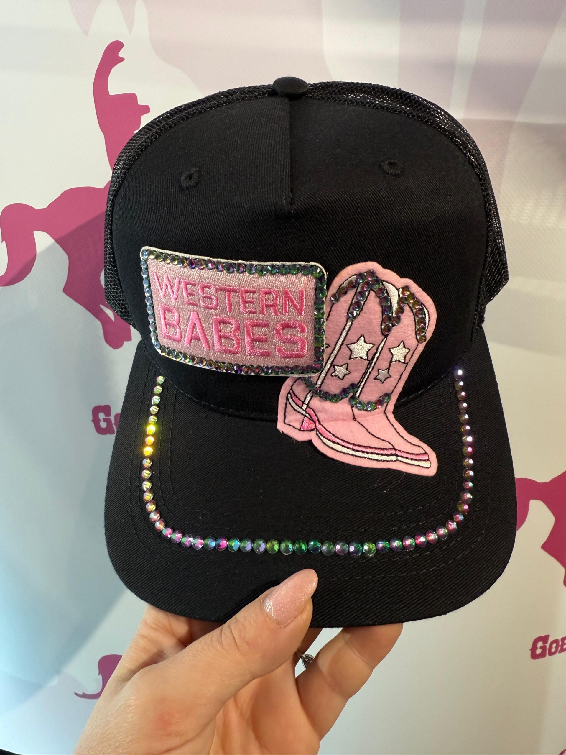 Personalisiertes Festival Cap mit Preciosa Strass – Western Style Handmade in Germany